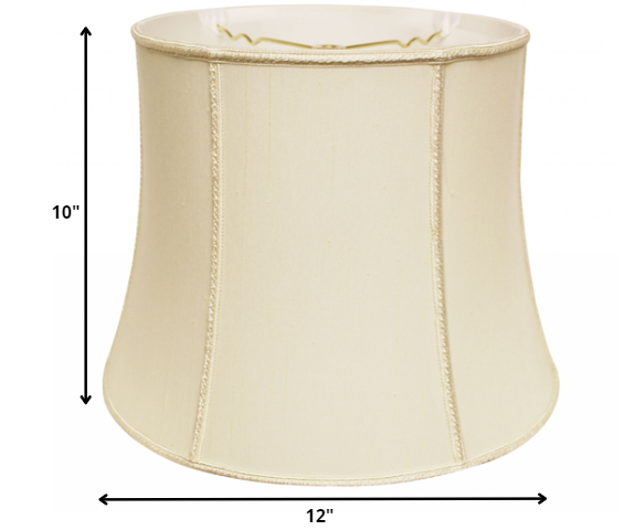 HomeRoots 12" Slanted Girdle Shantung Lampshade in Ivory Finish