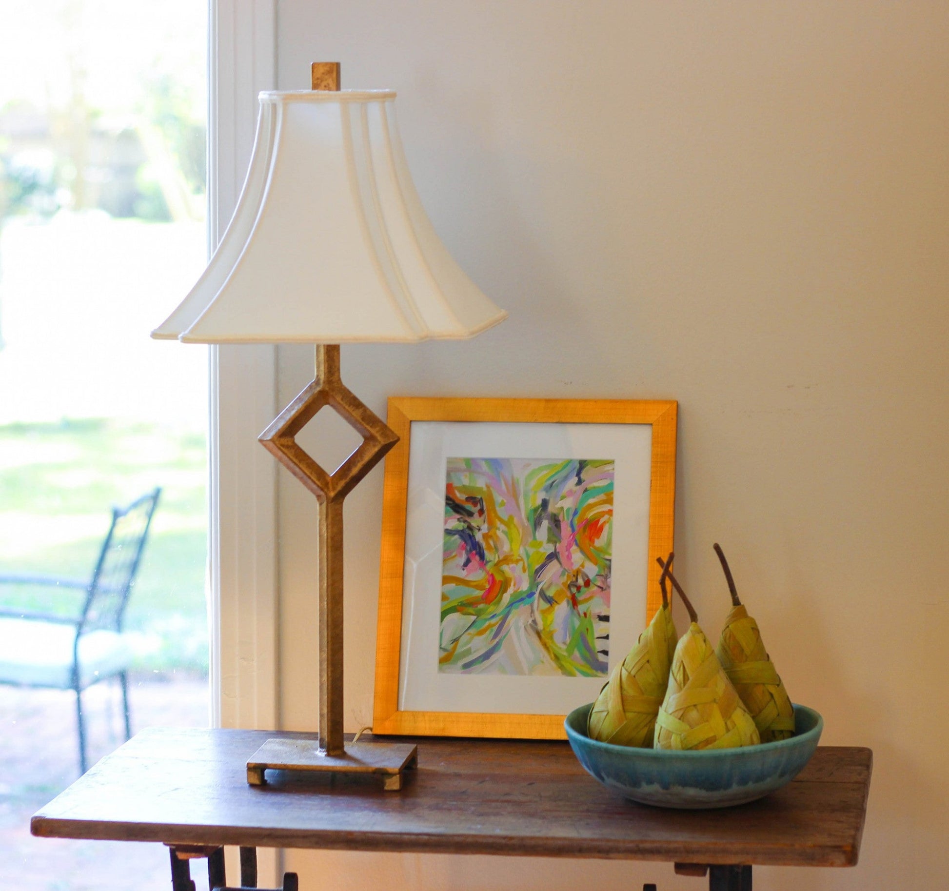 HomeRoots 12" Slanted Notch Square Shantung Lampshade in Ivory Finish