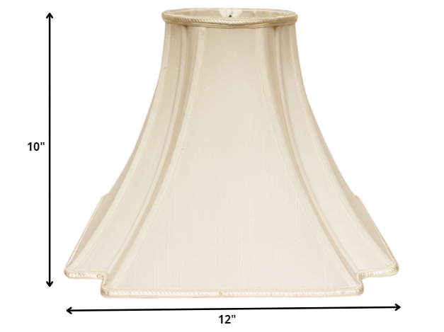 HomeRoots 12" Slanted Notch Square Shantung Lampshade in Ivory Finish