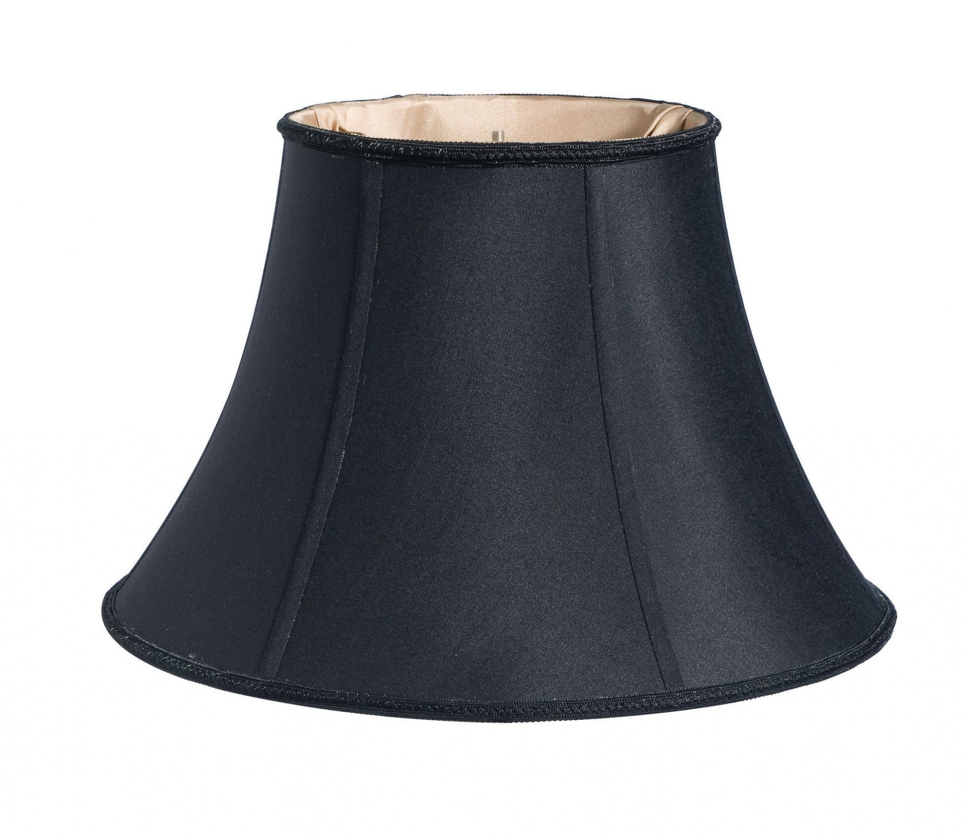 HomeRoots 12" Slanted Oval Paperback Shantung Lampshade in Black Finish With Bronze Lining