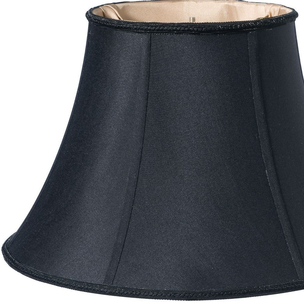 HomeRoots 12" Slanted Oval Paperback Shantung Lampshade in Black Finish With Bronze Lining