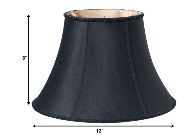 HomeRoots 12" Slanted Oval Paperback Shantung Lampshade in Black Finish With Bronze Lining