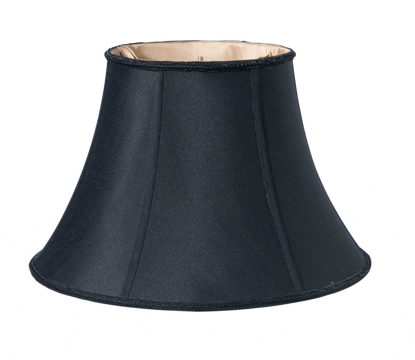 HomeRoots 12" Slanted Oval Paperback Shantung Lampshade in Black Finish With Bronze Lining