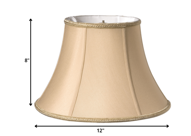 HomeRoots 12" Slanted Oval Paperback Shantung Lampshade in Vintage Gold Finish