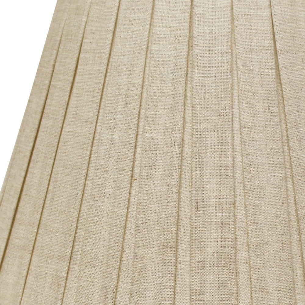 HomeRoots 12" Slanted Paperback Linen Lampshade With Box Pleat in Cream Finish