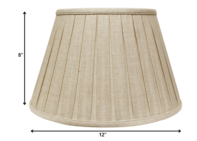 HomeRoots 12" Slanted Paperback Linen Lampshade With Box Pleat in Cream Finish