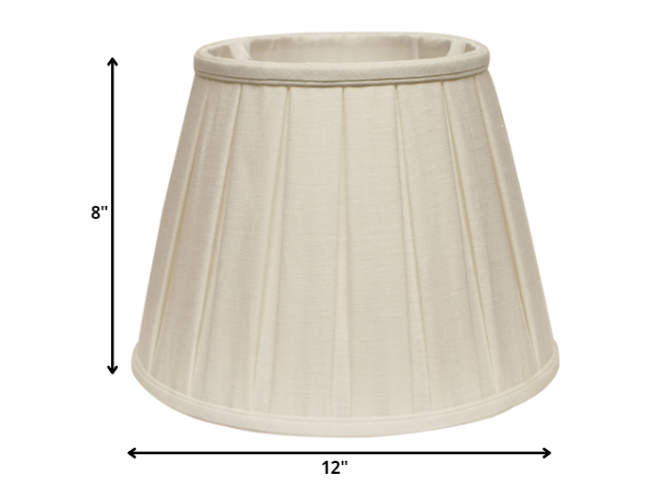 HomeRoots 12" Slanted Paperback Linen Lampshade With Box Pleat in White Finish
