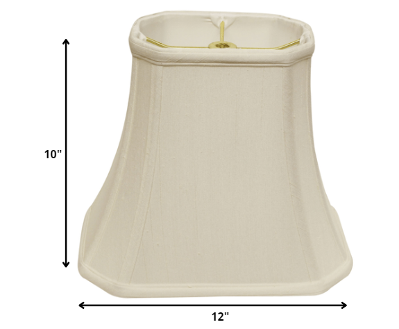 HomeRoots 12" Slanted Rectange Bell Monay Shantung Lampshade in White Finish