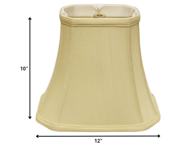 HomeRoots 12" Slanted Rectangle Bell Monay Shantung Lampshade in Antique White Finish