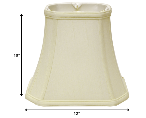 HomeRoots 12" Slanted Rectangle Bell Monay Shantung Lampshade in Ivory Finish