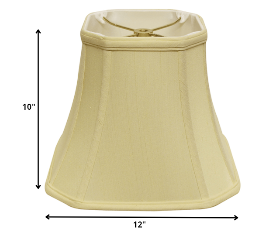 HomeRoots 12" Slanted Square Bell Monay Shantung Lampshade in Antique White Finish