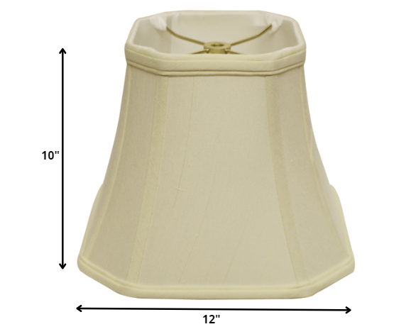 HomeRoots 12" Slanted Square Bell Monay Shantung Lampshade in Ivory Finish