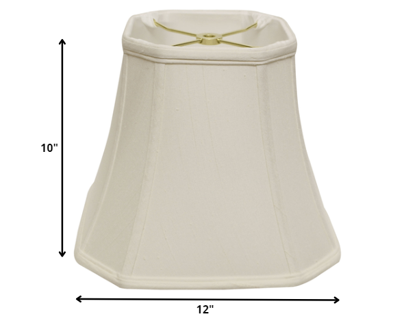 HomeRoots 12" Slanted Square Bell Monay Shantung Lampshade in White Finish