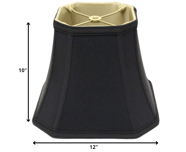 HomeRoots 12" Slanted Square Bell No Slub Lampshade in Black Finish With Bronze Lining