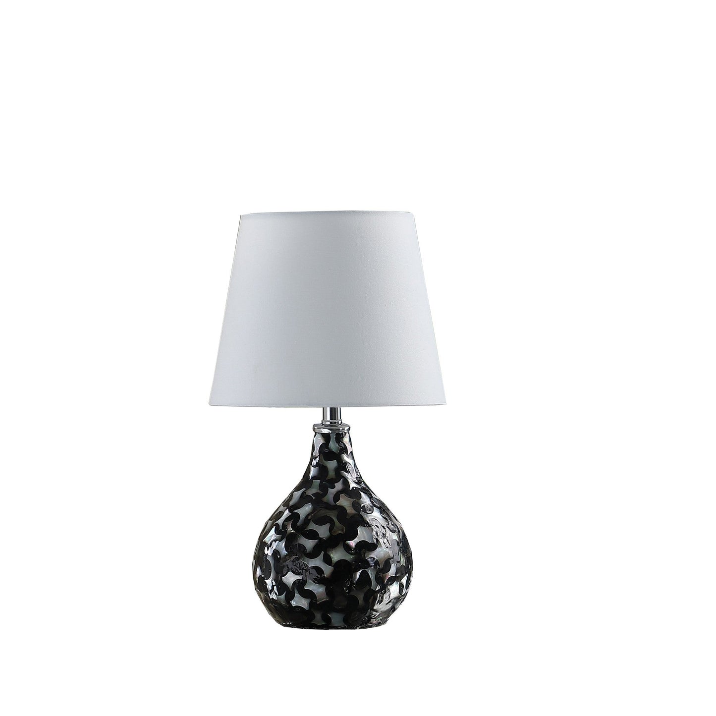 HomeRoots 12" Table Lamp With White Globe Shade and Black Finish