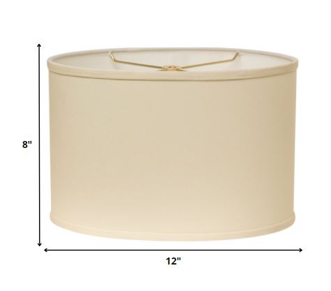 HomeRoots 12" Throwback Oval No Slub Lampshade in Ivory Finish