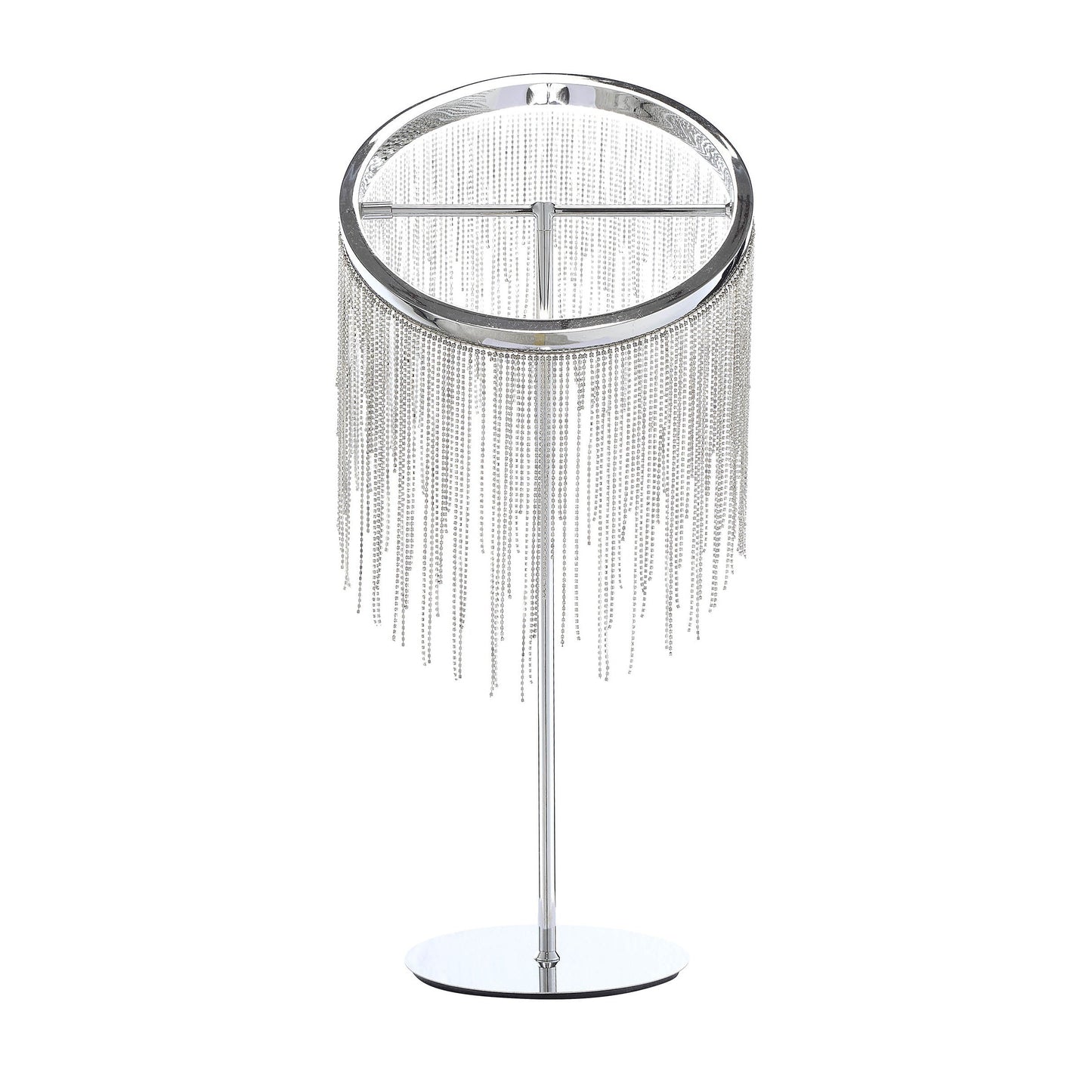 HomeRoots 12" x 12" x 23" Metal Table Lamp In Chrome Finish