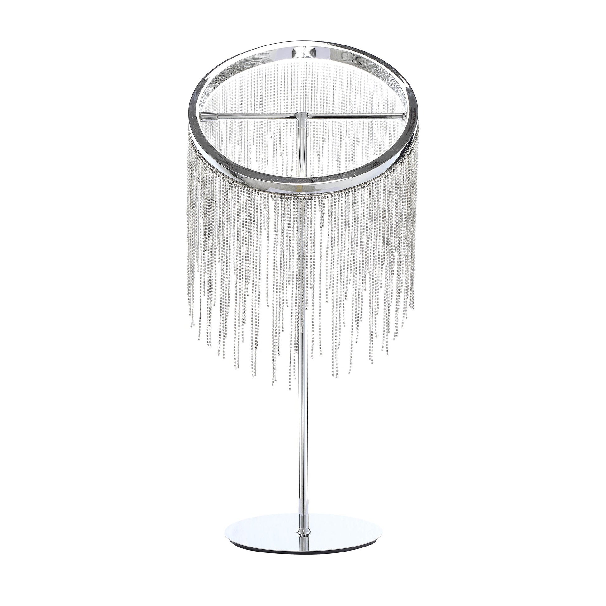 HomeRoots 12" x 12" x 23" Metal Table Lamp In Chrome Finish