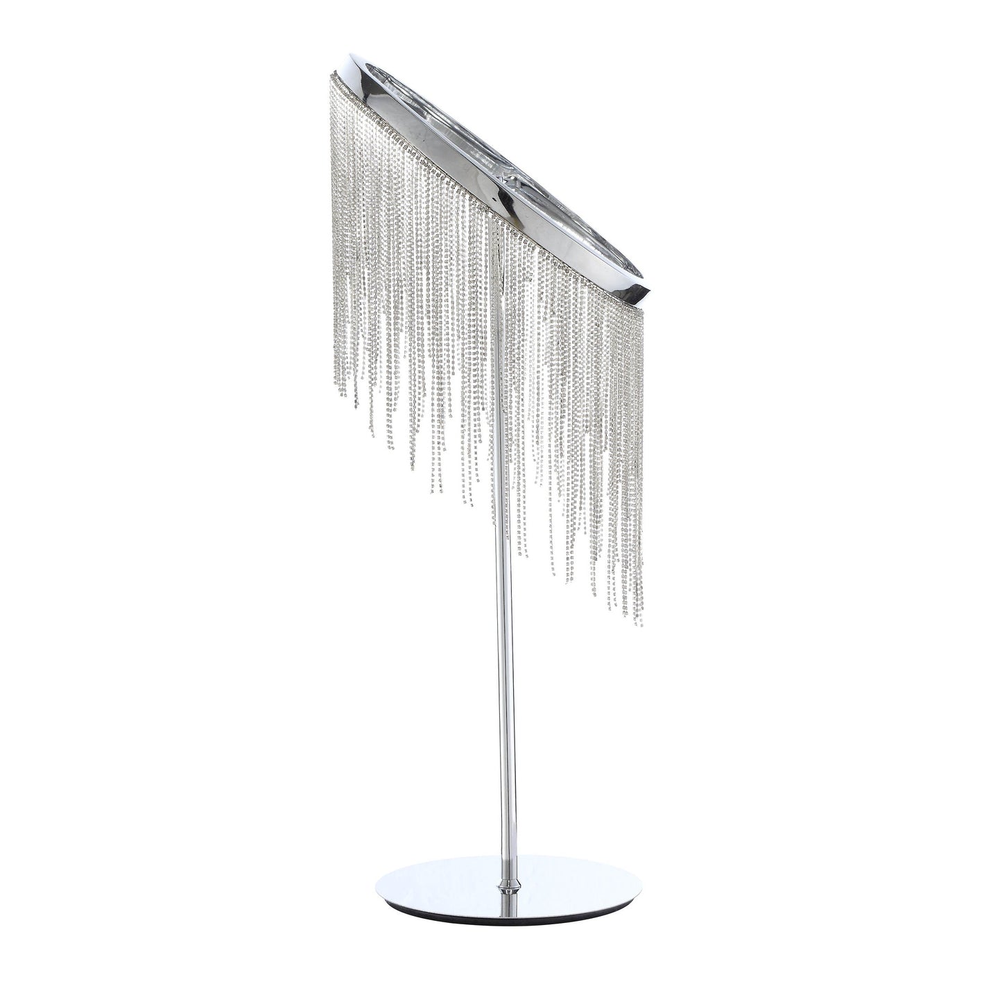 HomeRoots 12" x 12" x 23" Metal Table Lamp In Chrome Finish
