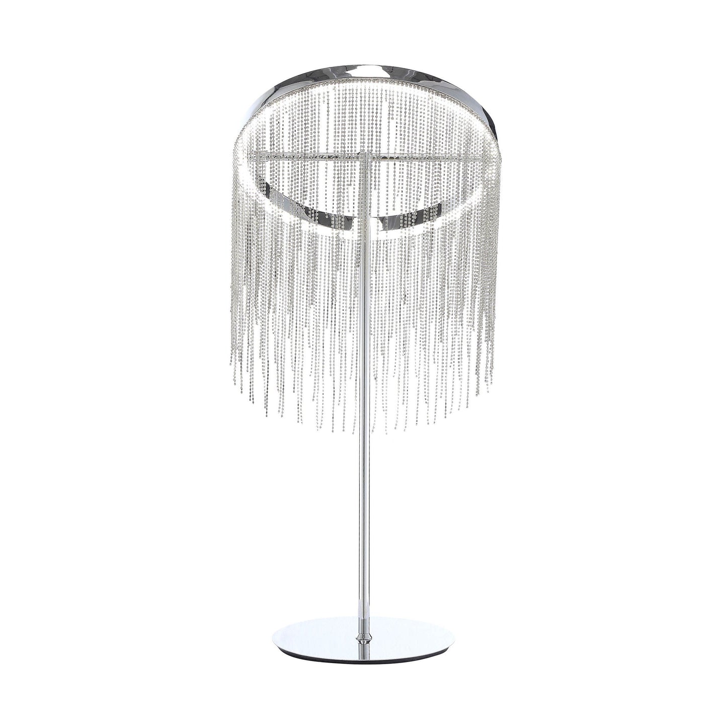HomeRoots 12" x 12" x 23" Metal Table Lamp In Chrome Finish