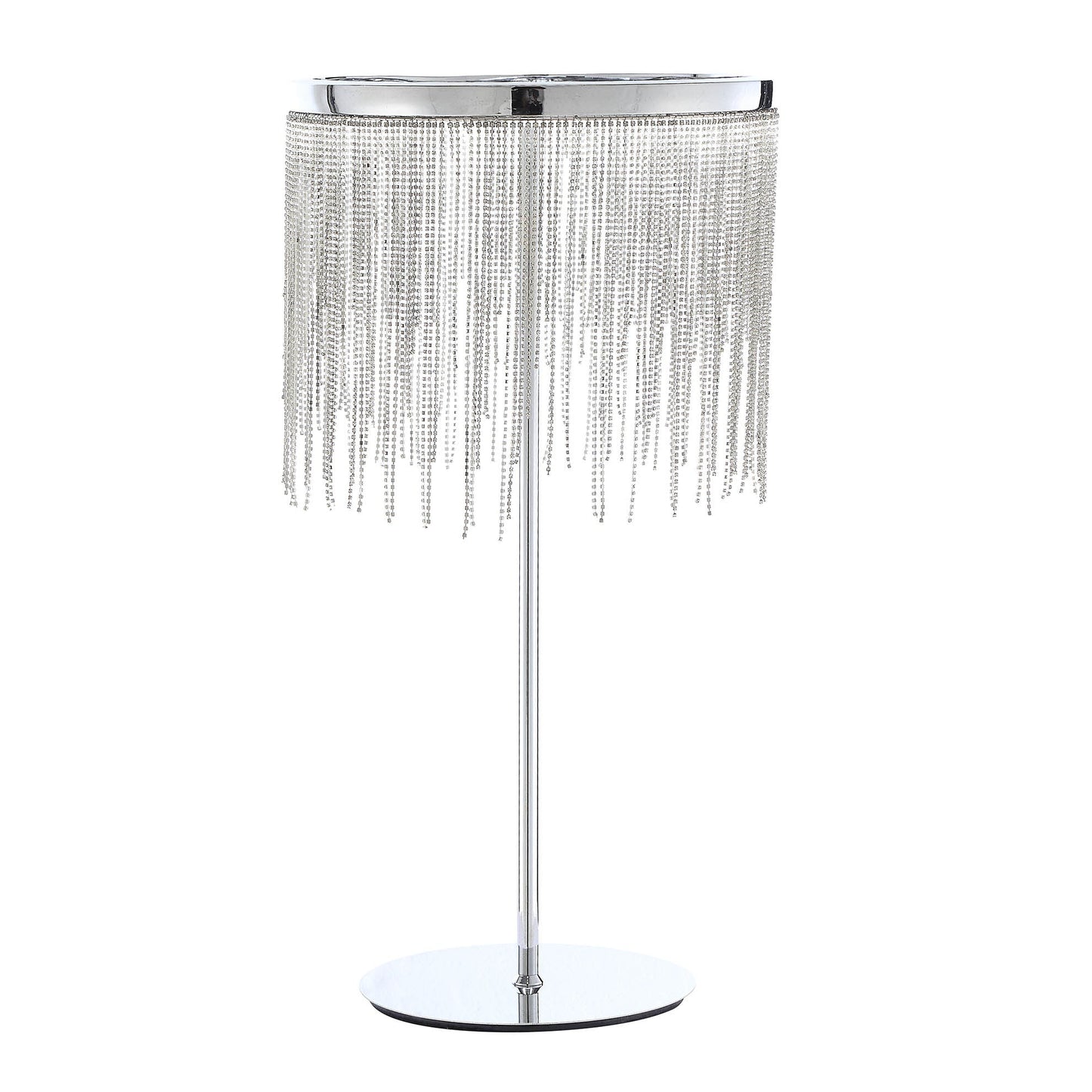 HomeRoots 12" x 12" x 23" Metal Table Lamp In Chrome Finish