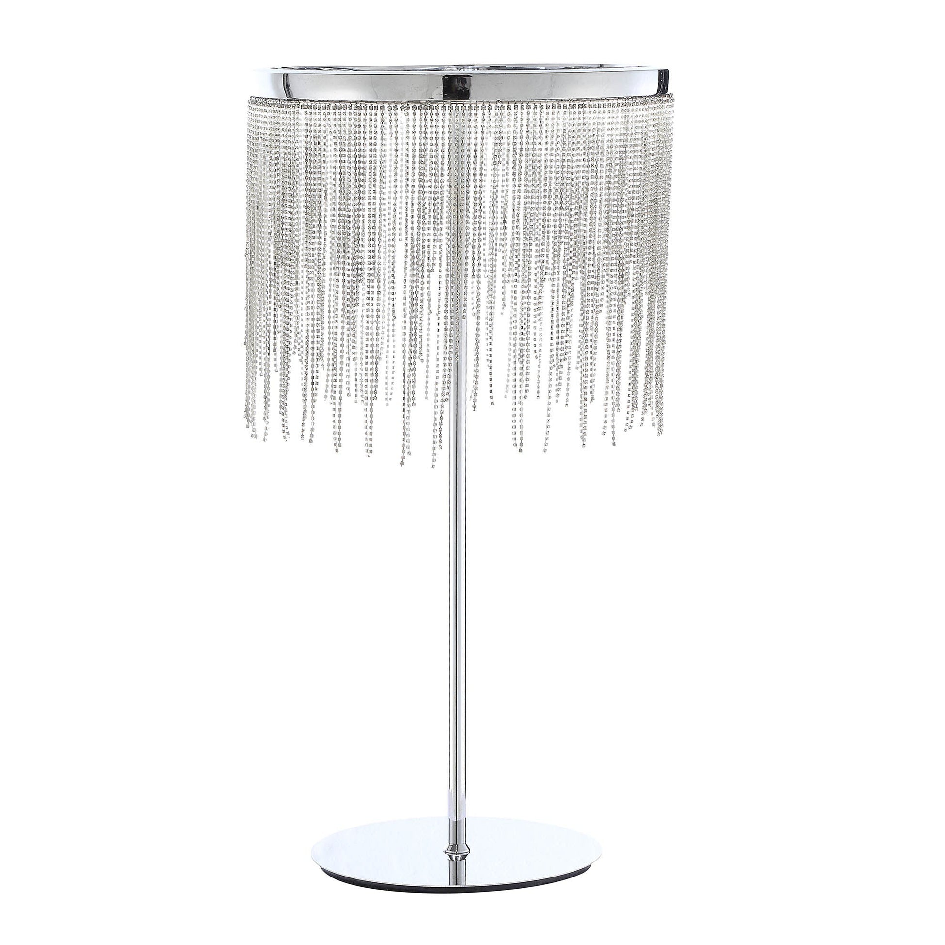 HomeRoots 12" x 12" x 23" Metal Table Lamp In Chrome Finish