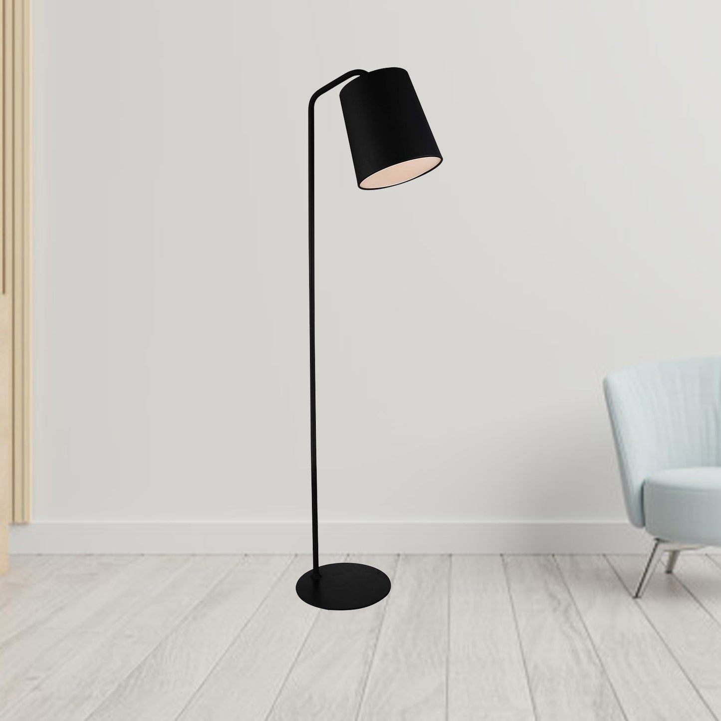 HomeRoots 12" x 12" x 73" Carbon Floor Lamp in Black Finish