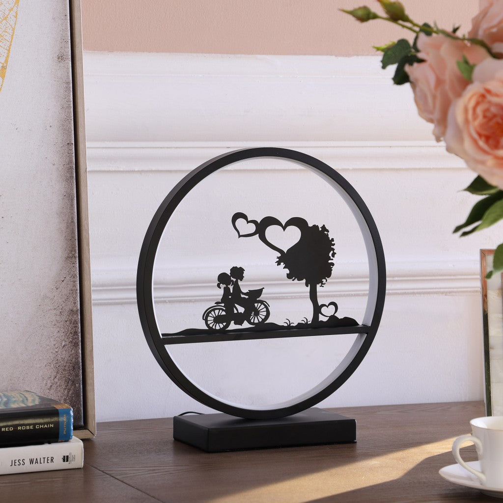 HomeRoots 13" Bedside LED Table Lamp in Black Finish