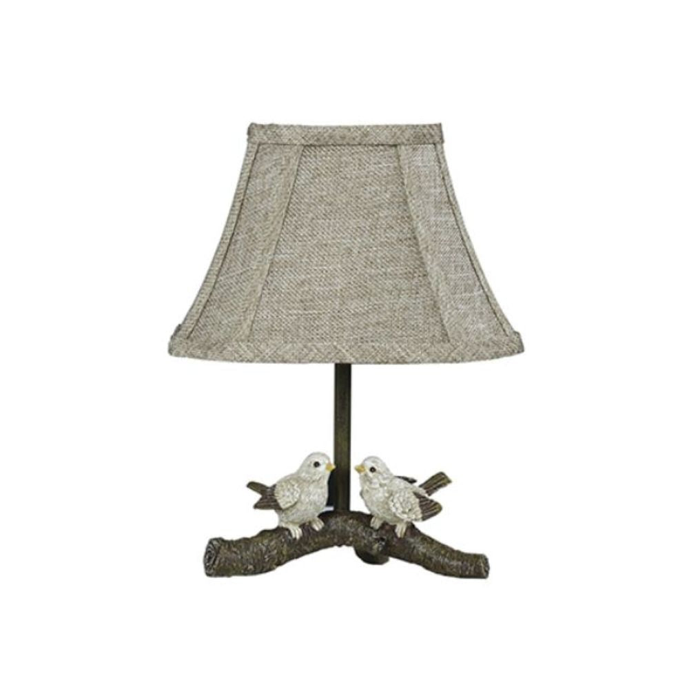 HomeRoots 13" Bedside Table Lamp With Tan Empire Shade and Brown Finish