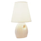 HomeRoots 13" Bedside Table Lamp With White Shade and Beige Ceramic Finish