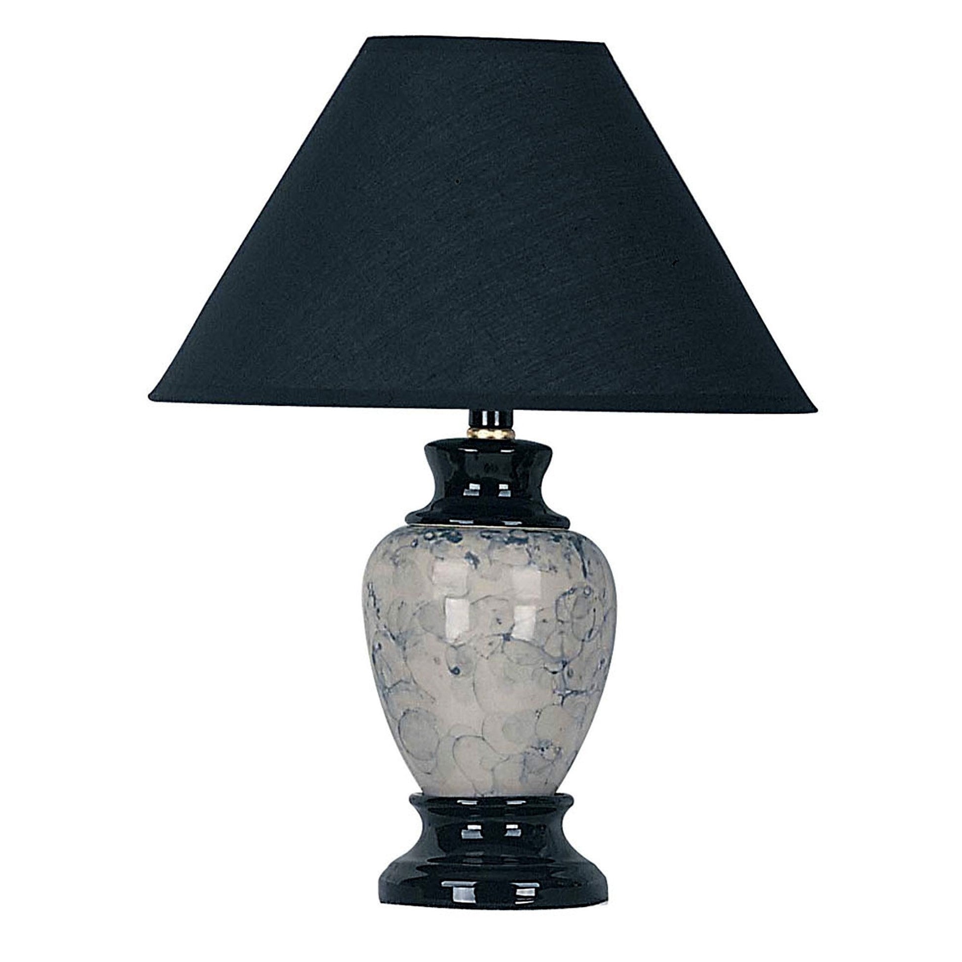 HomeRoots 13" Black Ceramic Bedside Table Lamp With Black Shade
