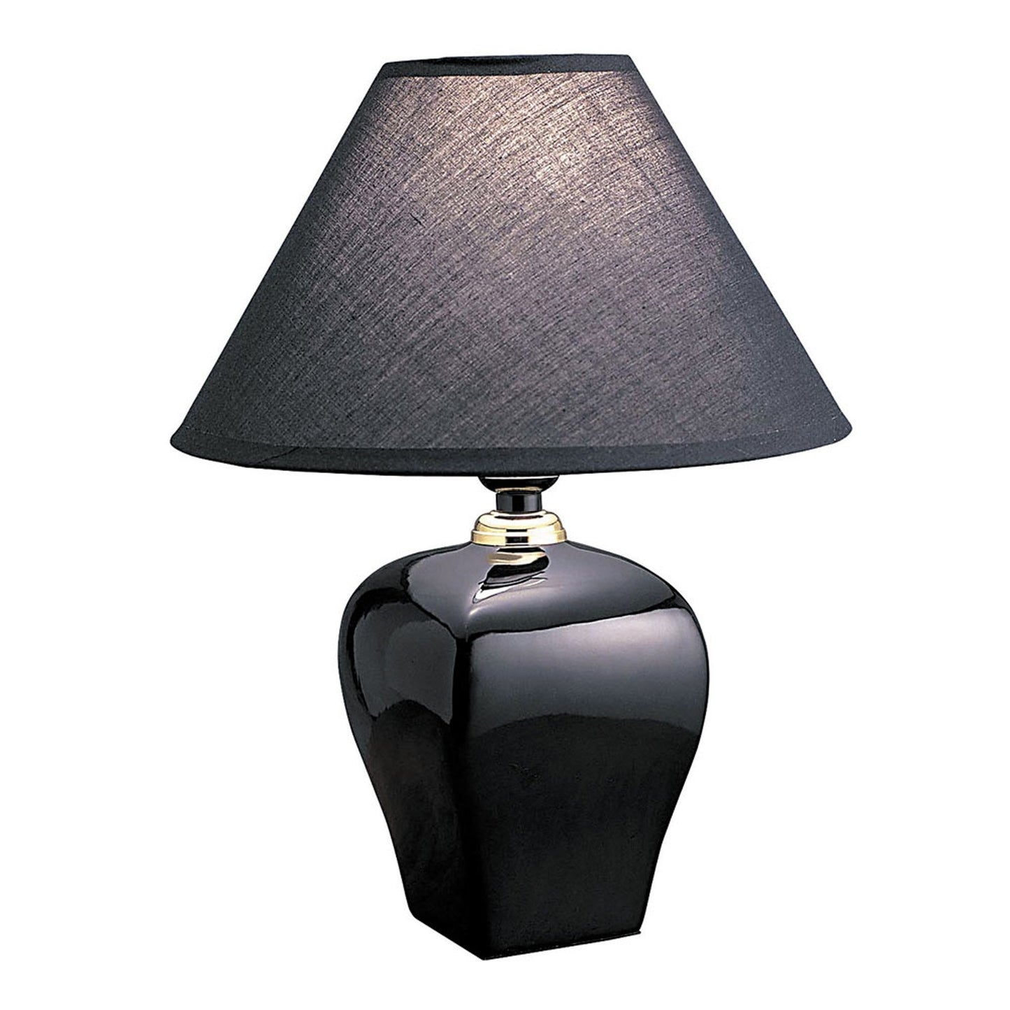 HomeRoots 13" Black Ceramic Bedside Table Lamp With Black Shade