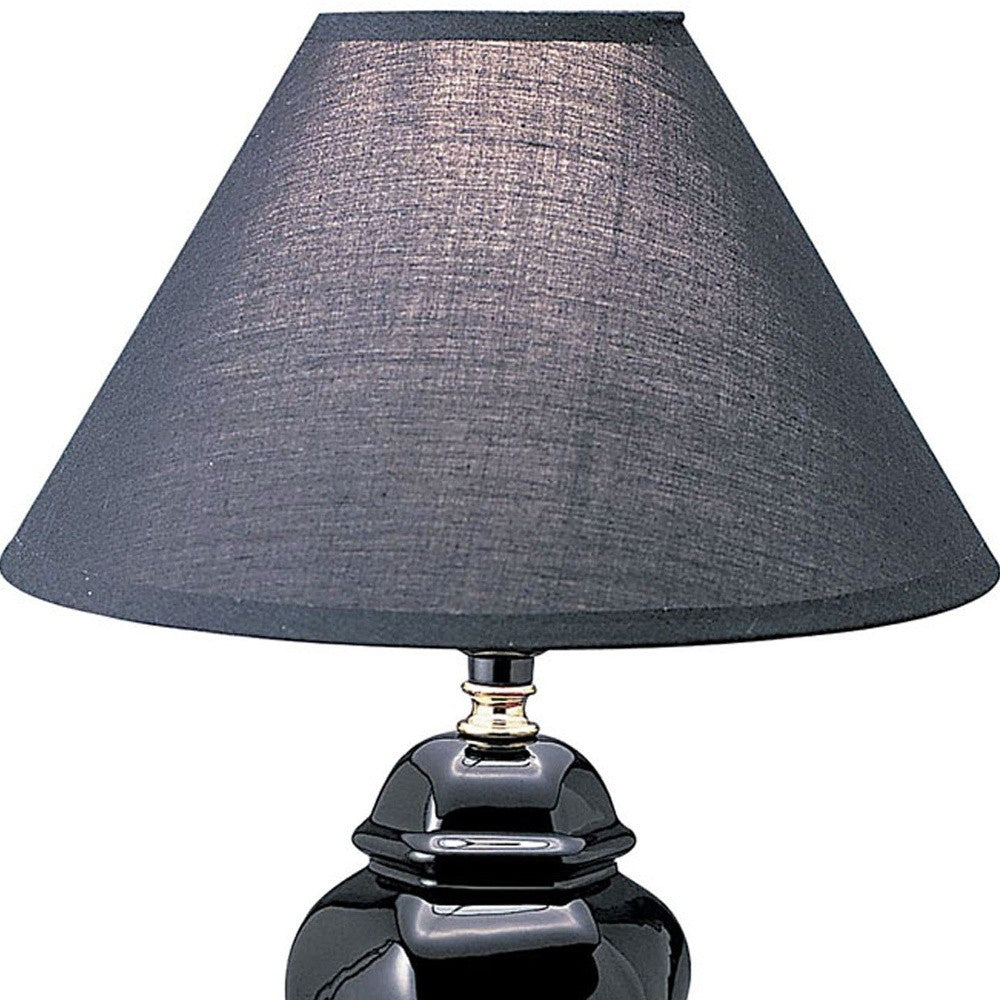 HomeRoots 13" Black Ceramic Bedside Table Lamp With Black Shade