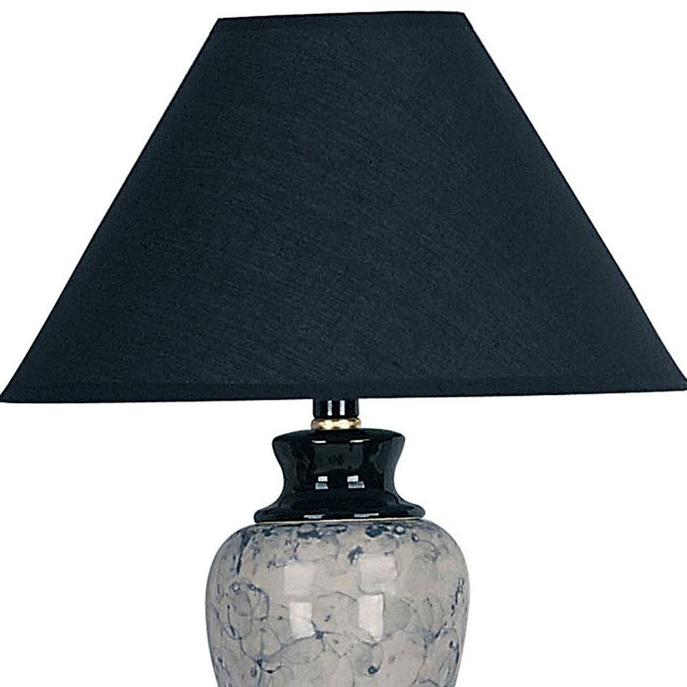 HomeRoots 13" Black Ceramic Bedside Table Lamp With Black Shade