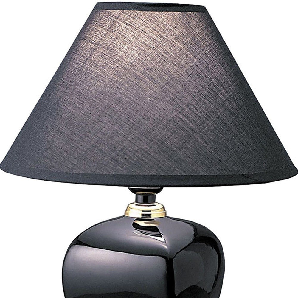 HomeRoots 13" Black Ceramic Bedside Table Lamp With Black Shade