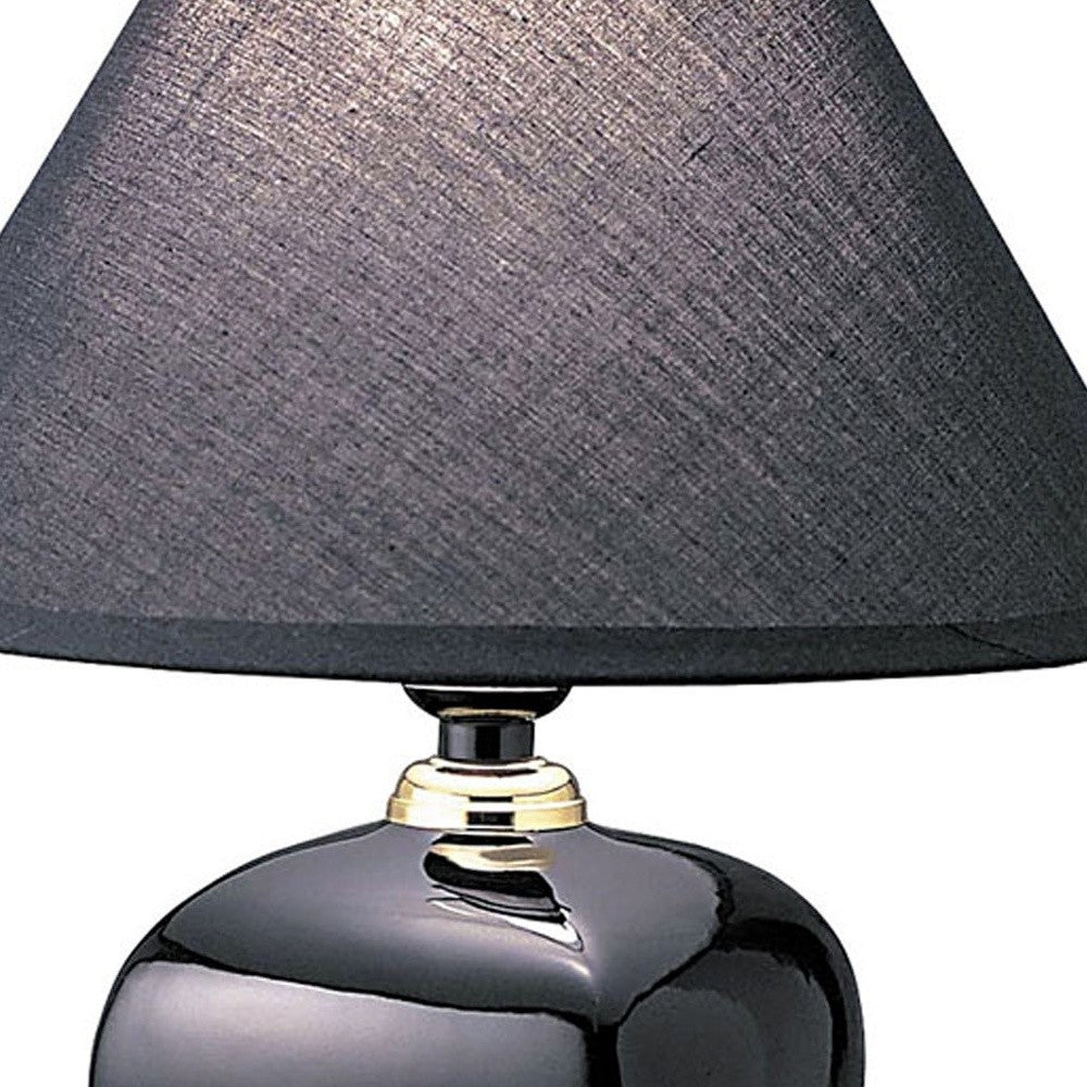 HomeRoots 13" Black Ceramic Bedside Table Lamp With Black Shade