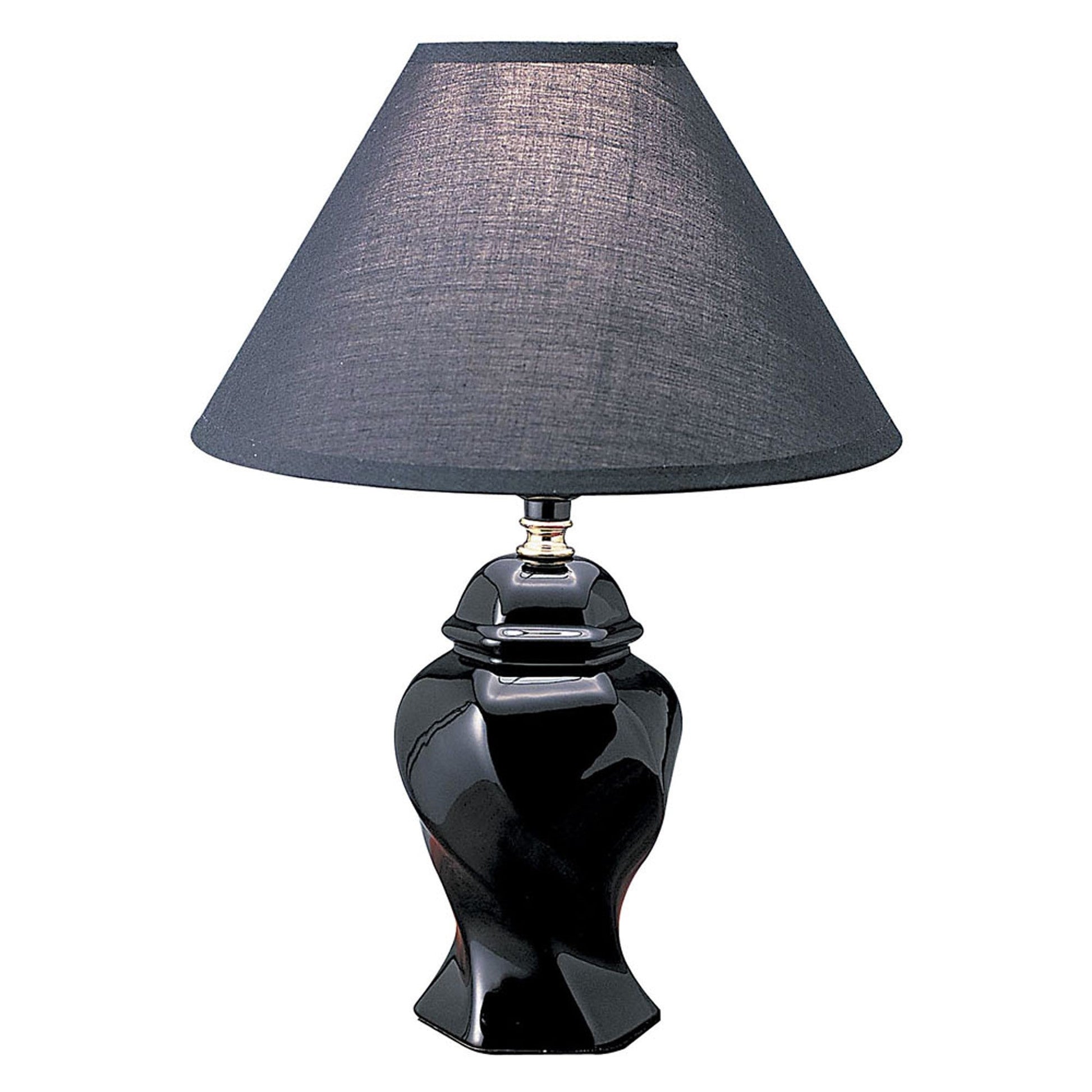 HomeRoots 13" Black Ceramic Bedside Table Lamp With Black Shade