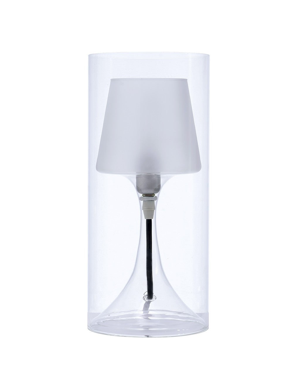 HomeRoots 13" Clear Metal Bedside Table Lamp With Clear Shade