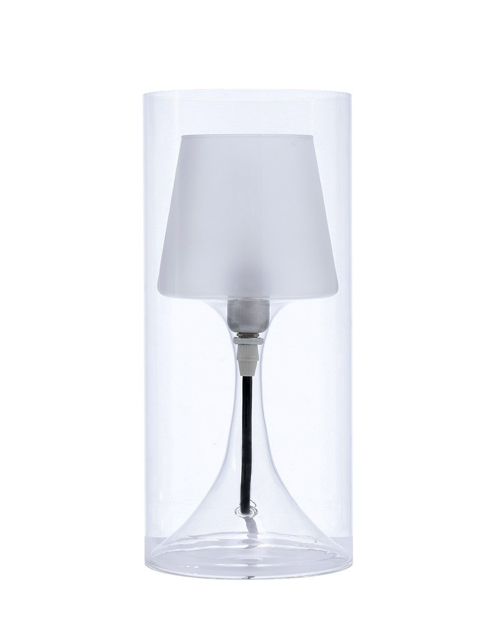 HomeRoots 13" Clear Metal Bedside Table Lamp With Clear Shade