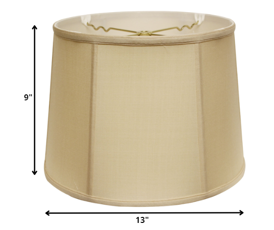 HomeRoots 13" Inherent Throwback Drum Pongee Silk Lampshade With Natural Finish