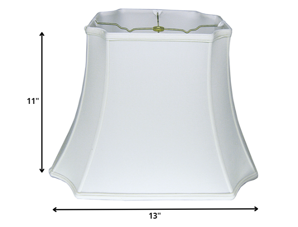HomeRoots 13" Inverted Rectangle Shantung Lampshade in Snow Finish