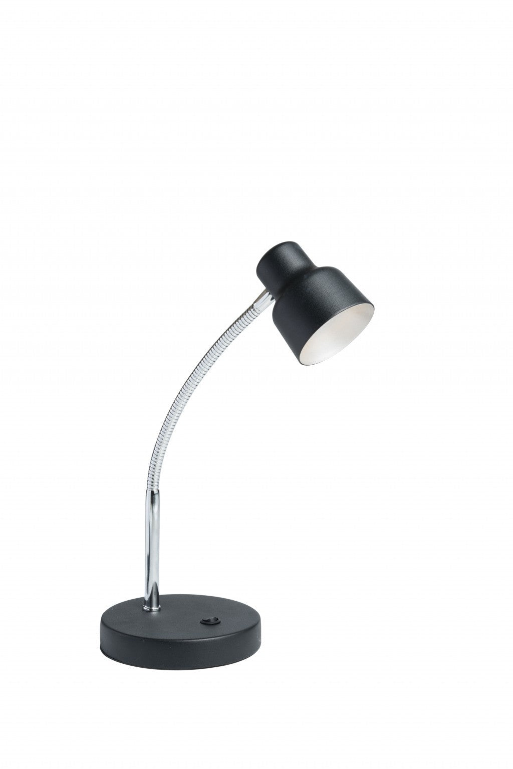 HomeRoots 13" Metal Gooseneck Desk Lamp in Black and Silver Finish