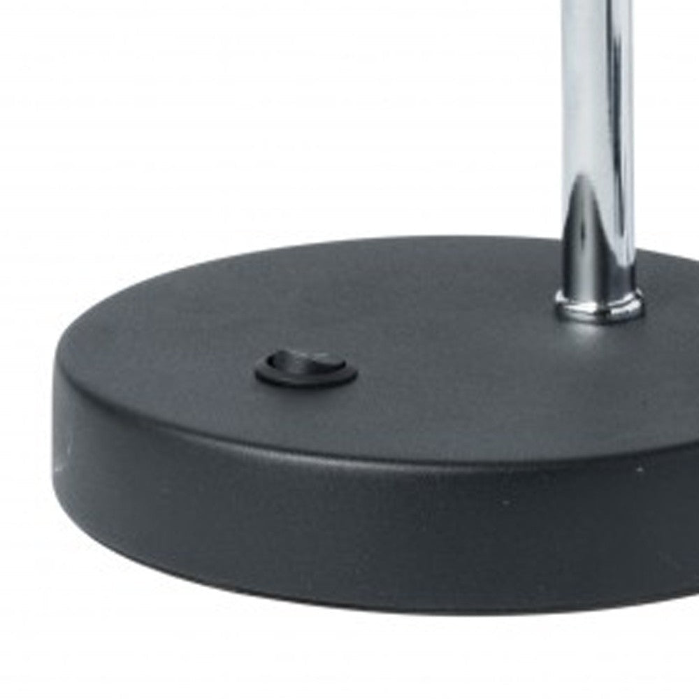 HomeRoots 13" Metal Gooseneck Desk Lamp in Black and Silver Finish