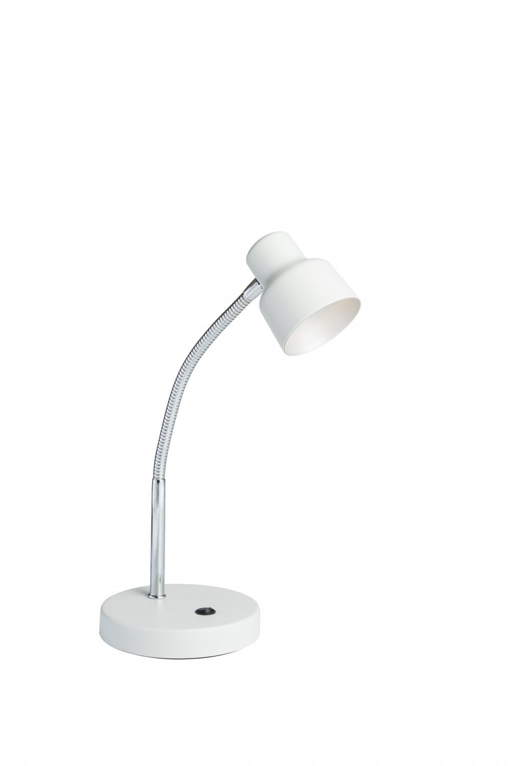 HomeRoots 13" Metal Gooseneck Desk Lamp in White and Silver Finish