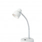 HomeRoots 13" Metal Gooseneck Desk Lamp in White and Silver Finish