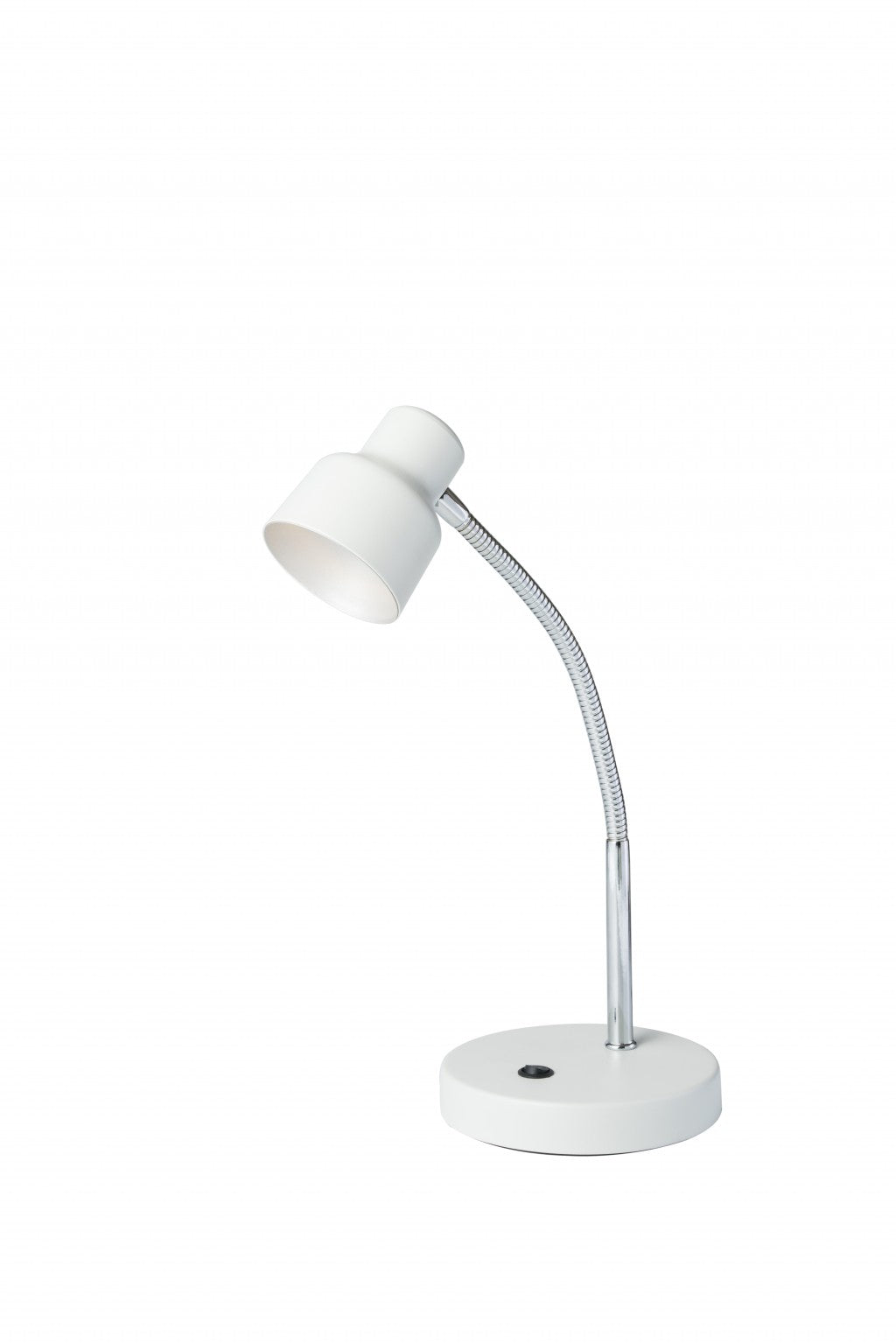 HomeRoots 13" Metal Gooseneck Desk Lamp in White and Silver Finish