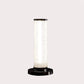 HomeRoots 13” Modern Sand Crystal And Steel Table Lamp With White Finish