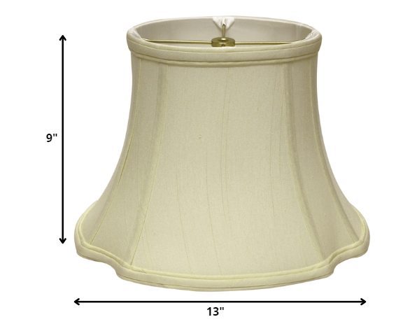 HomeRoots 13" Reversed Oval Monay Shantung Lampshade in Ivory Finish