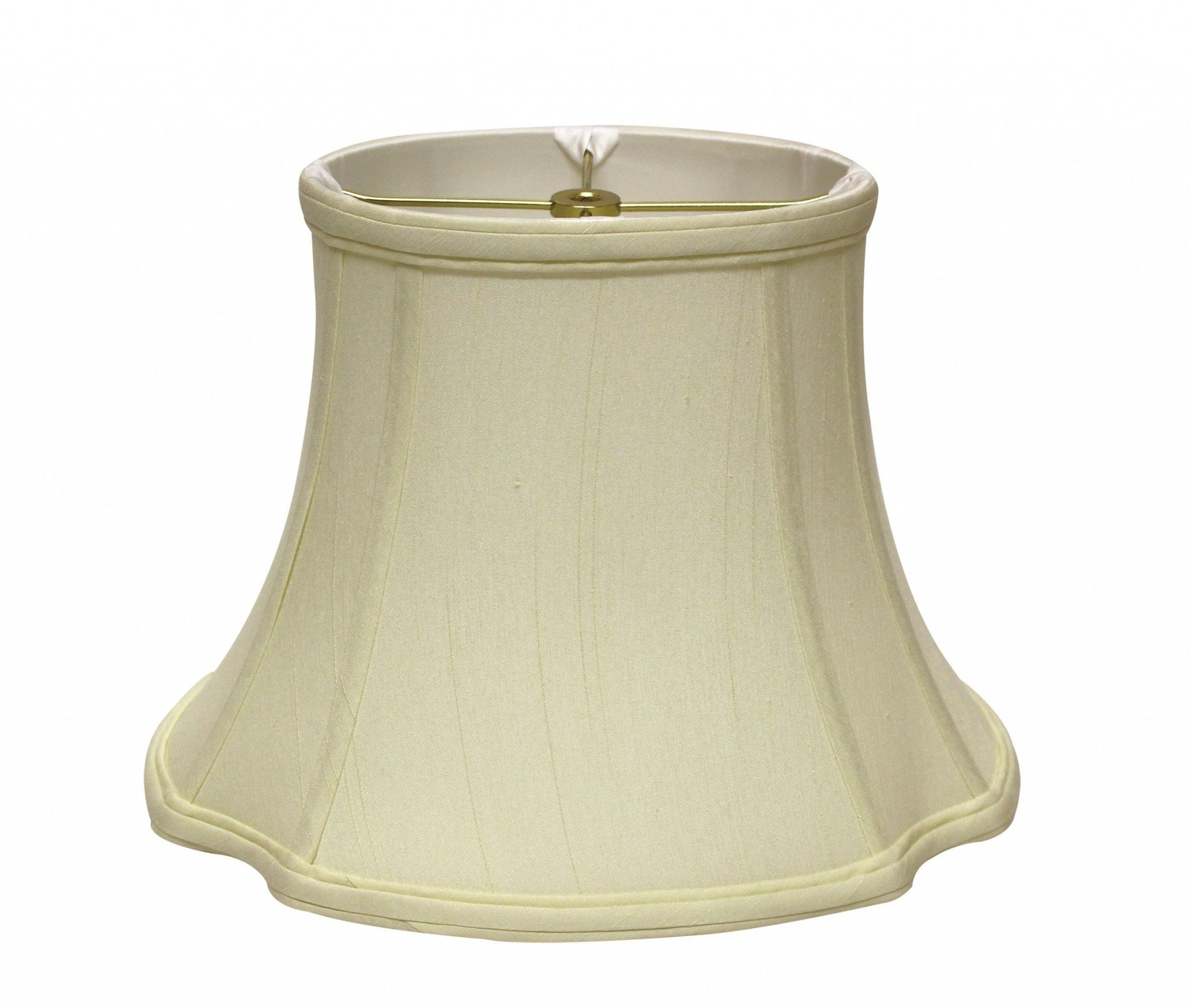 HomeRoots 13" Reversed Oval Monay Shantung Lampshade in Ivory Finish