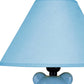HomeRoots 13” Teddy Bear Ceramic Table Lamp With Linen Shade in Blue Finish